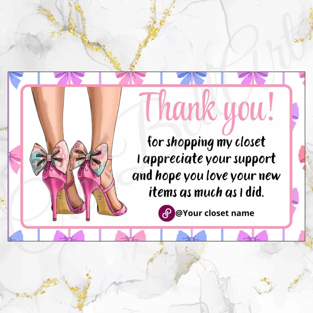 120 Pack Hight Heels Personalized Thank You Cards & Stickers